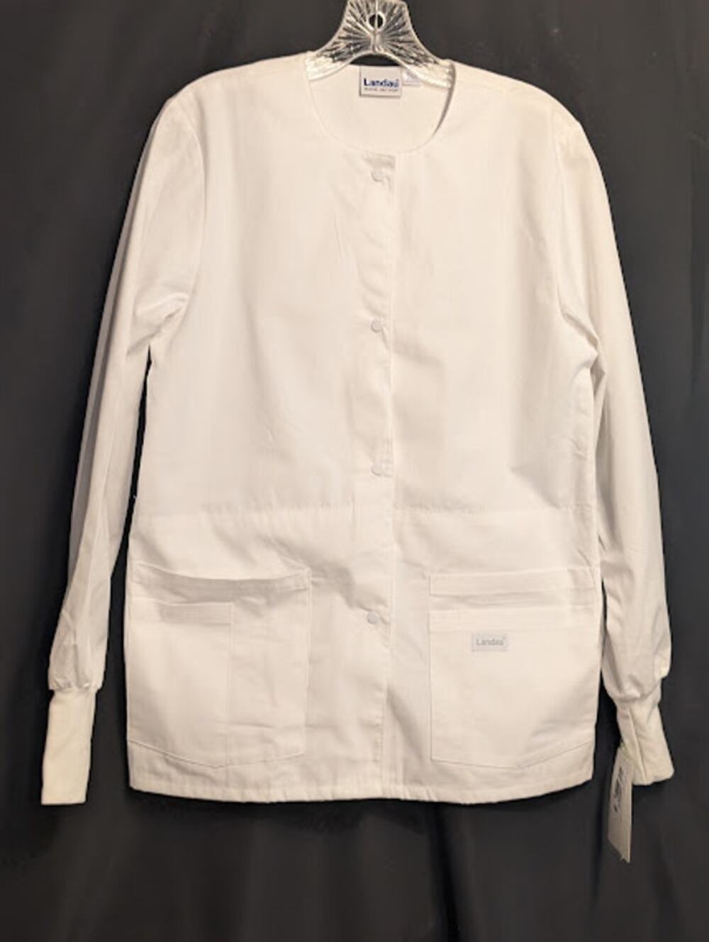 Landau, Maternity XS 4 pocket front snap closure warm-up scrub jacket